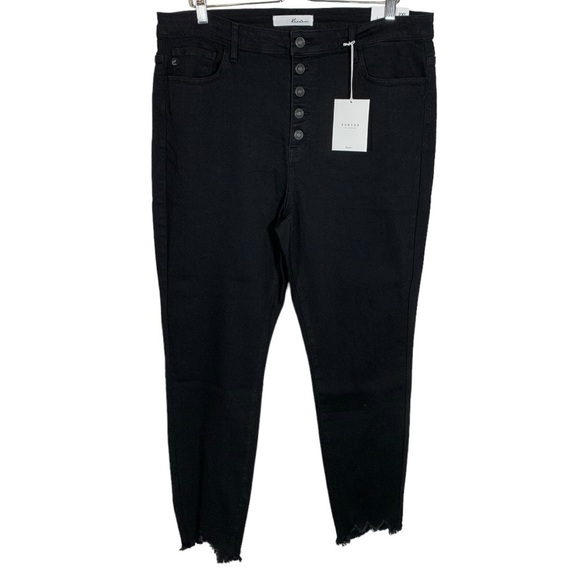 KanCan East Hartford High Rise Button Fly Skinny Jeans Black Size 2XL NWT - Picture 2 of 10